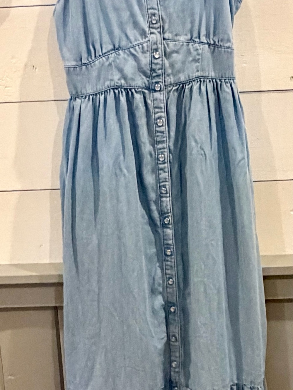 Levi’s Katherine Light Wash Denim Tie Strap Maxi Dress Size L